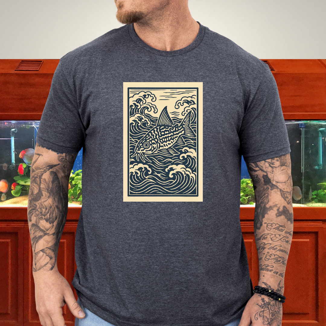 Ukiyo-e Trilineatus Tee – Japanese Wave Corydoras Design