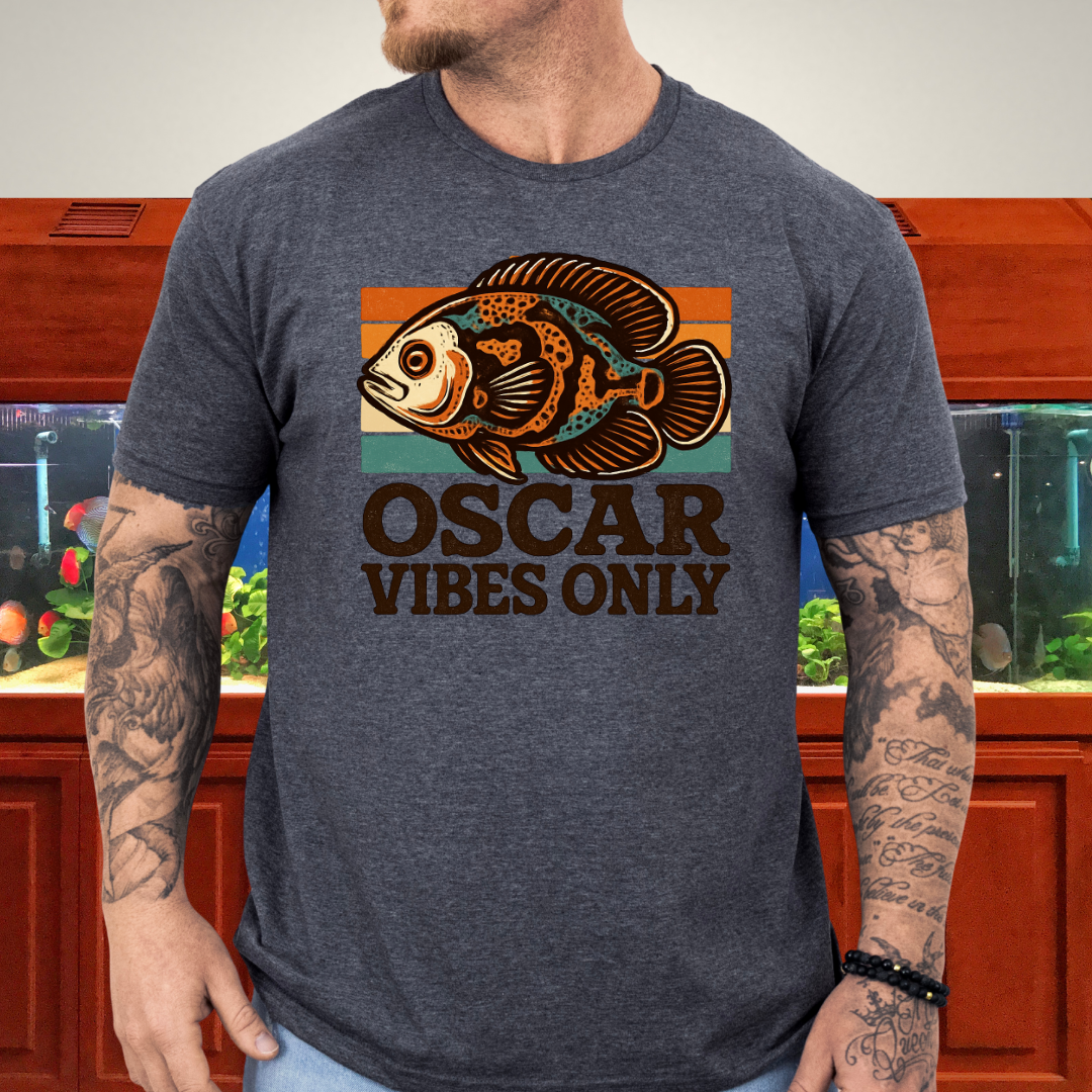 Retro Oscar Cichlid T-Shirt – 70s Groovy Fish Vibes