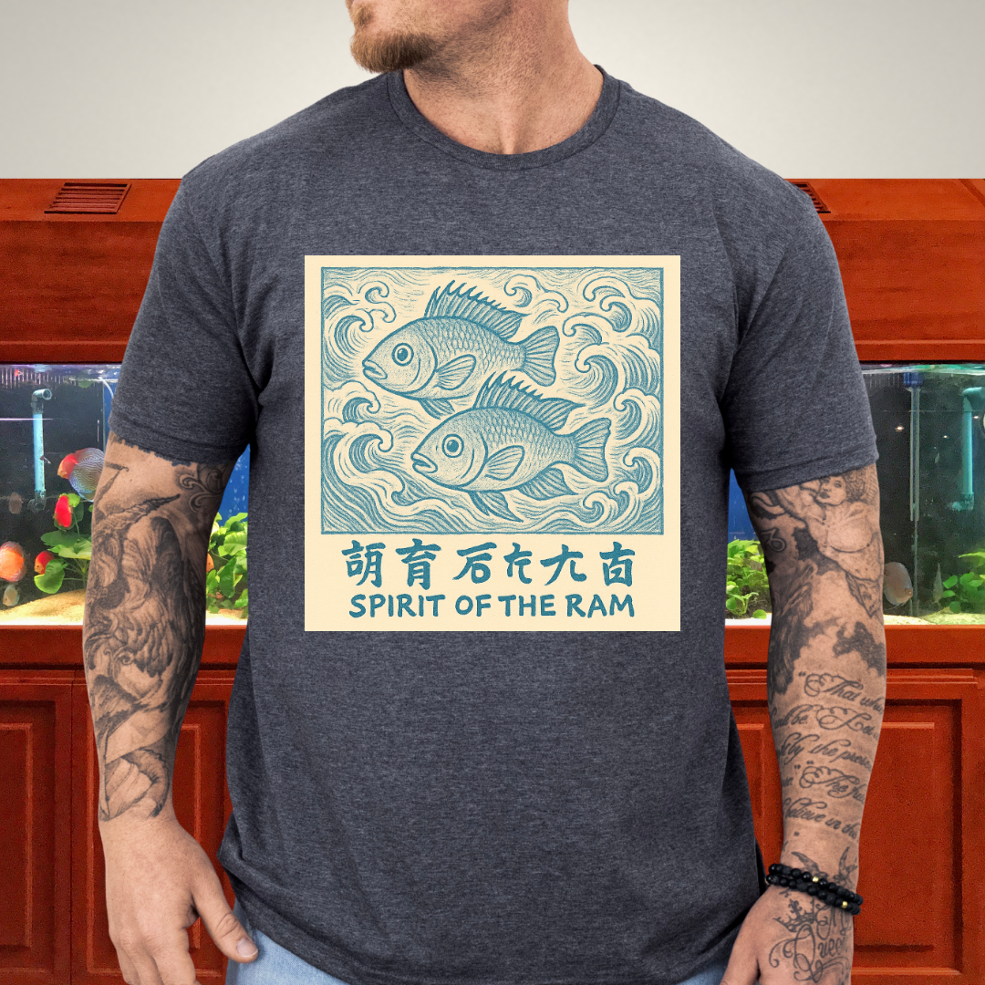 Spirit of the Ram Tee – Ukiyo-e Inspired Cichlid Design