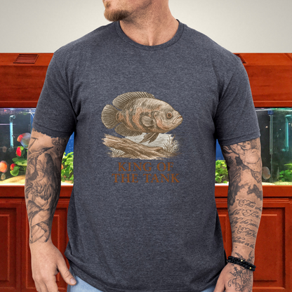 Oscar Fish T-Shirt – King of the Tank Sketch Design for Cichlid Aquarium Lovers