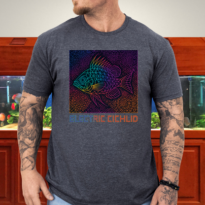 Electric Cichlid Tee – Neon German Blue Ram Geometric Design