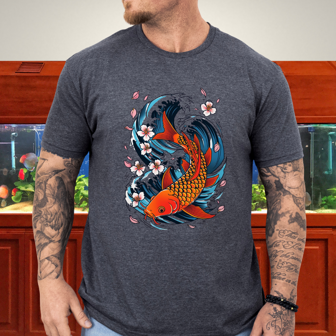 Koi Wave Graphic Tee – Tattoo Style Aquatic Shirt