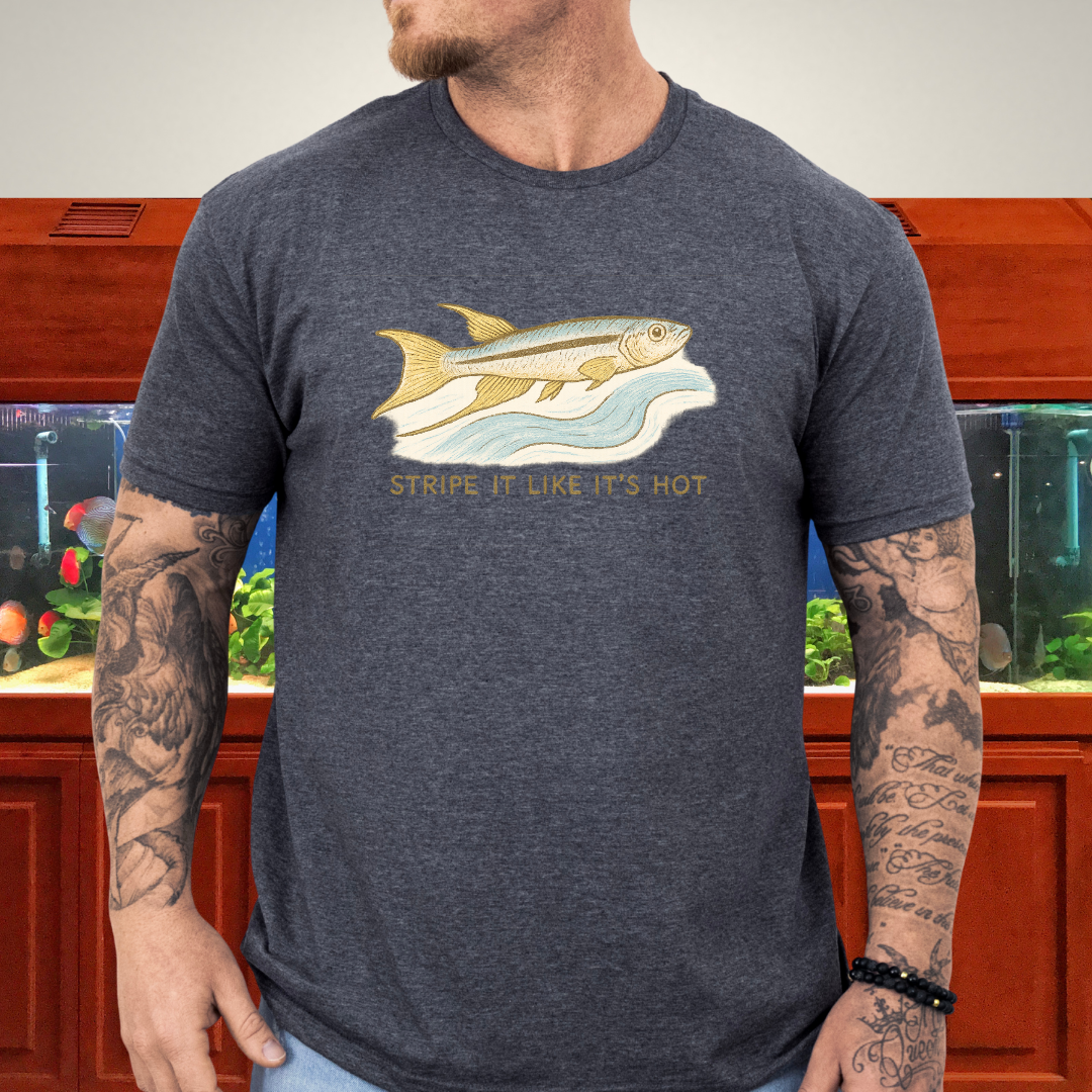 Stripe It Like It’s Hot Tee – Bivittatum Killifish Surreal Design