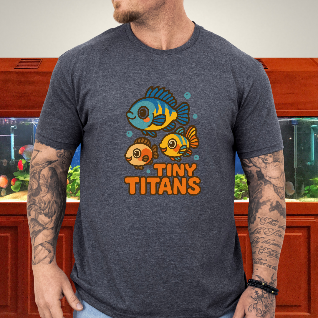 Tiny Titans Tee – Kawaii Dwarf Cichlid Cartoon Design