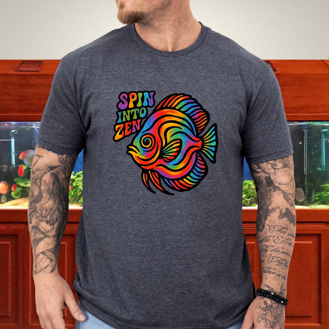 Rainbow Zen Discus Fish Tee – Psychedelic Aquarium Vibes