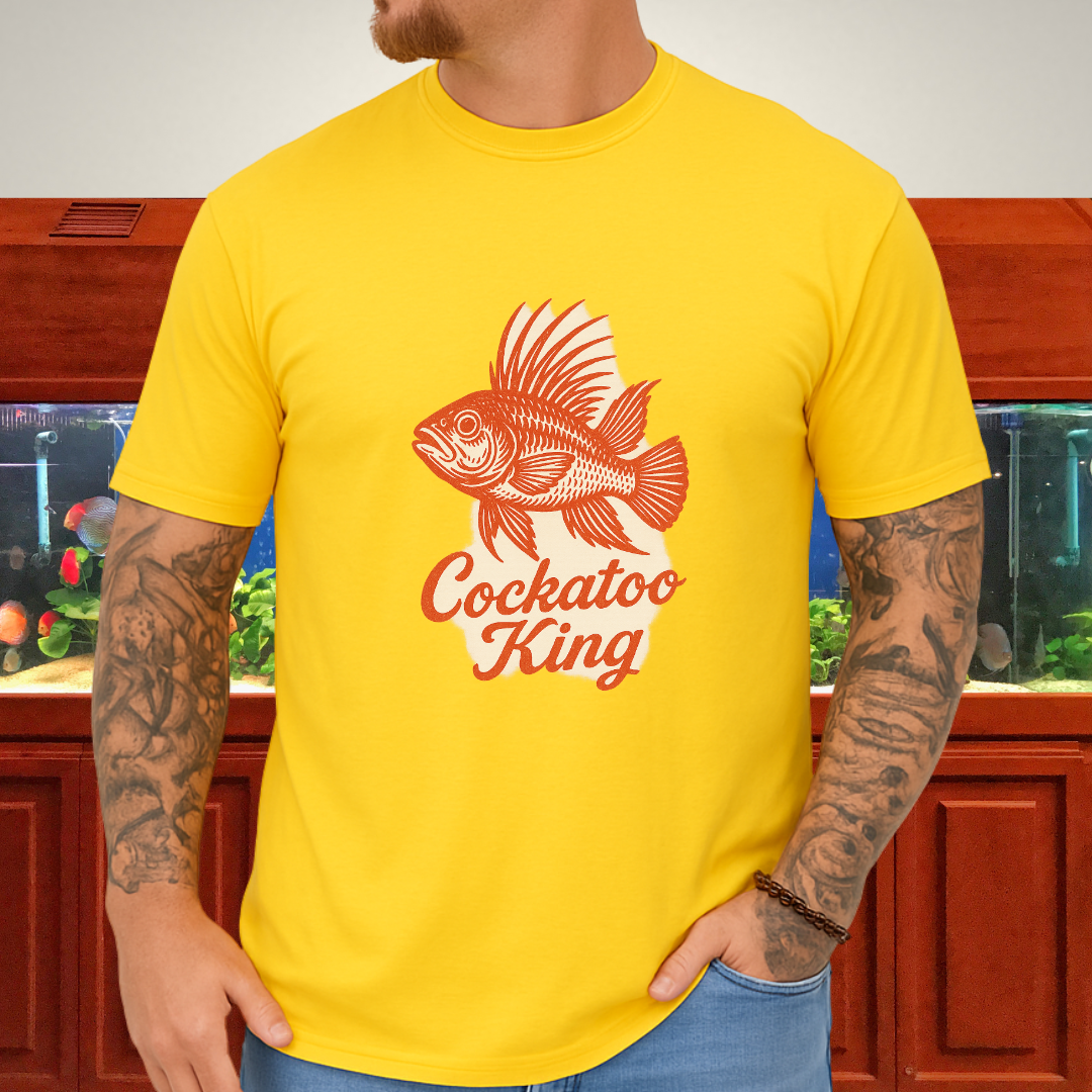 Cockatoo King Tee – Retro Apistogramma Letterpress Design