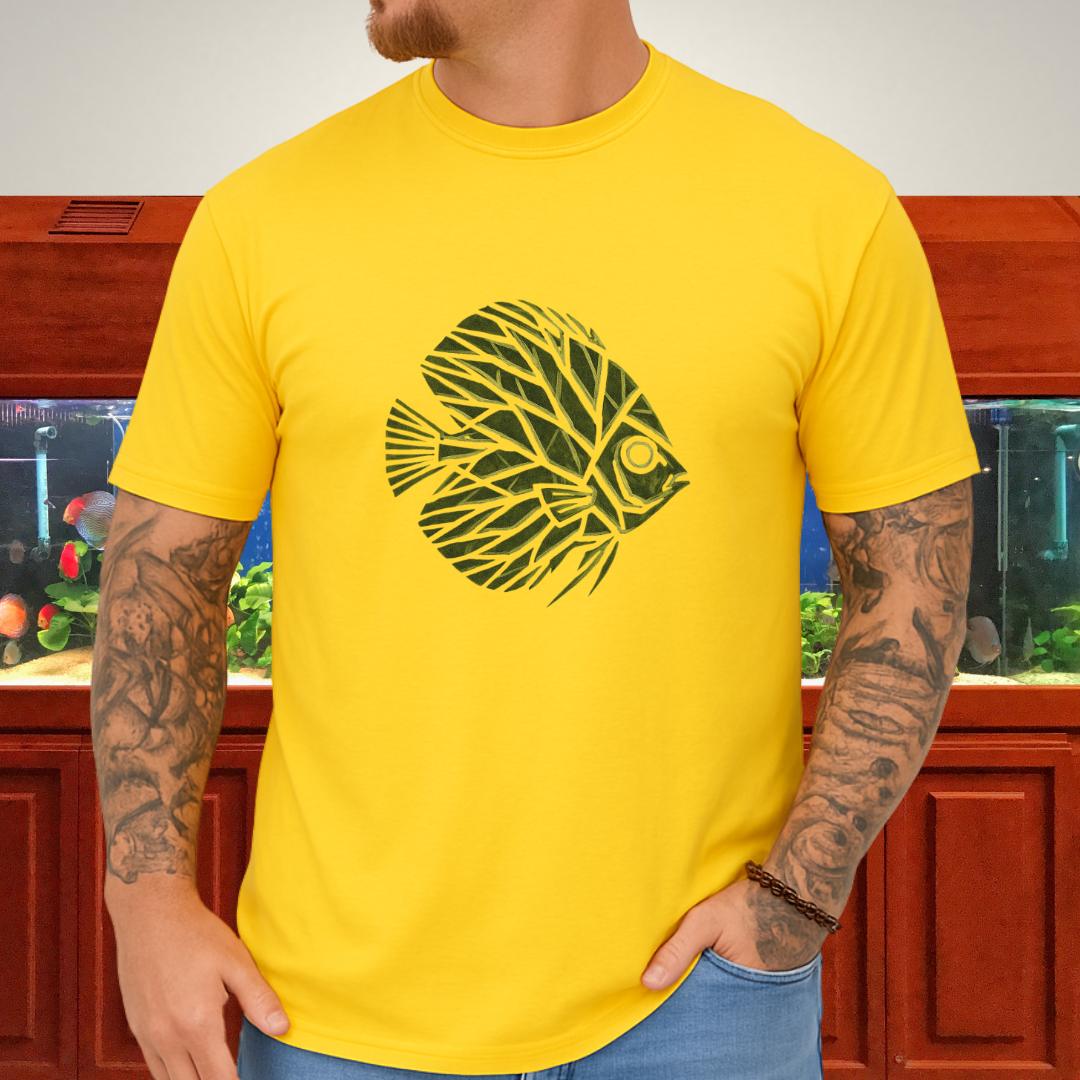 Leaf Vein Discus Tee – Modern Geometric Fish Design