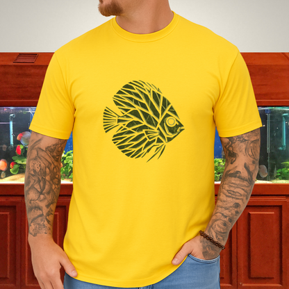 Leaf Vein Discus Tee – Modern Geometric Fish Design