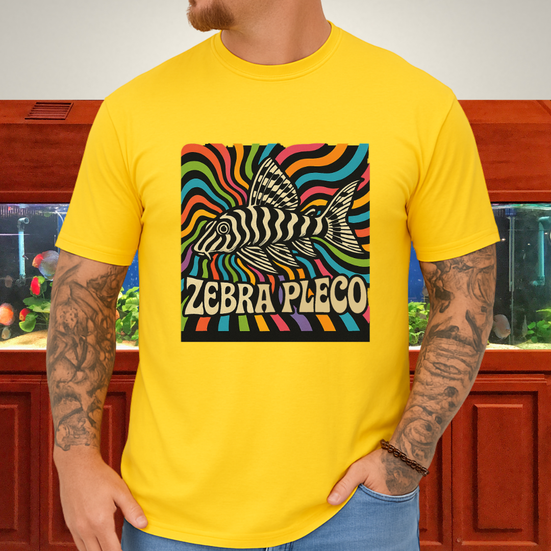 Zebra Pleco Tee – Psychedelic Rainbow Catfish Design