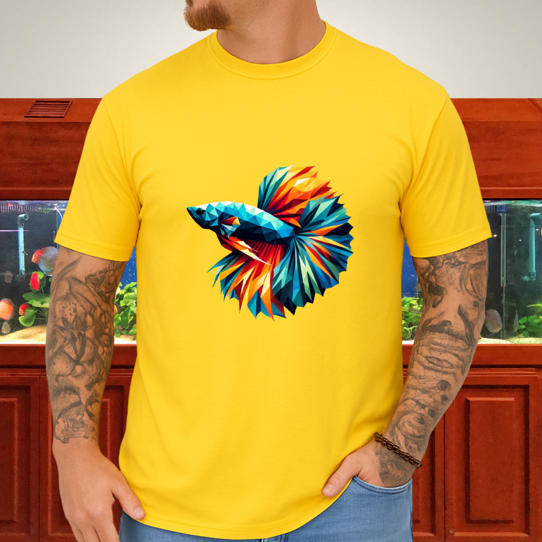 Geometric Betta Fish T-Shirt – Polygon Art Aquarium Style