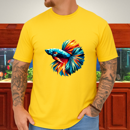 Geometric Betta Fish T-Shirt – Polygon Art Aquarium Style