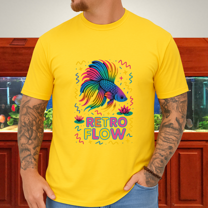 Retro Flow Betta Fish T-Shirt – 90s Neon Rainbow Design