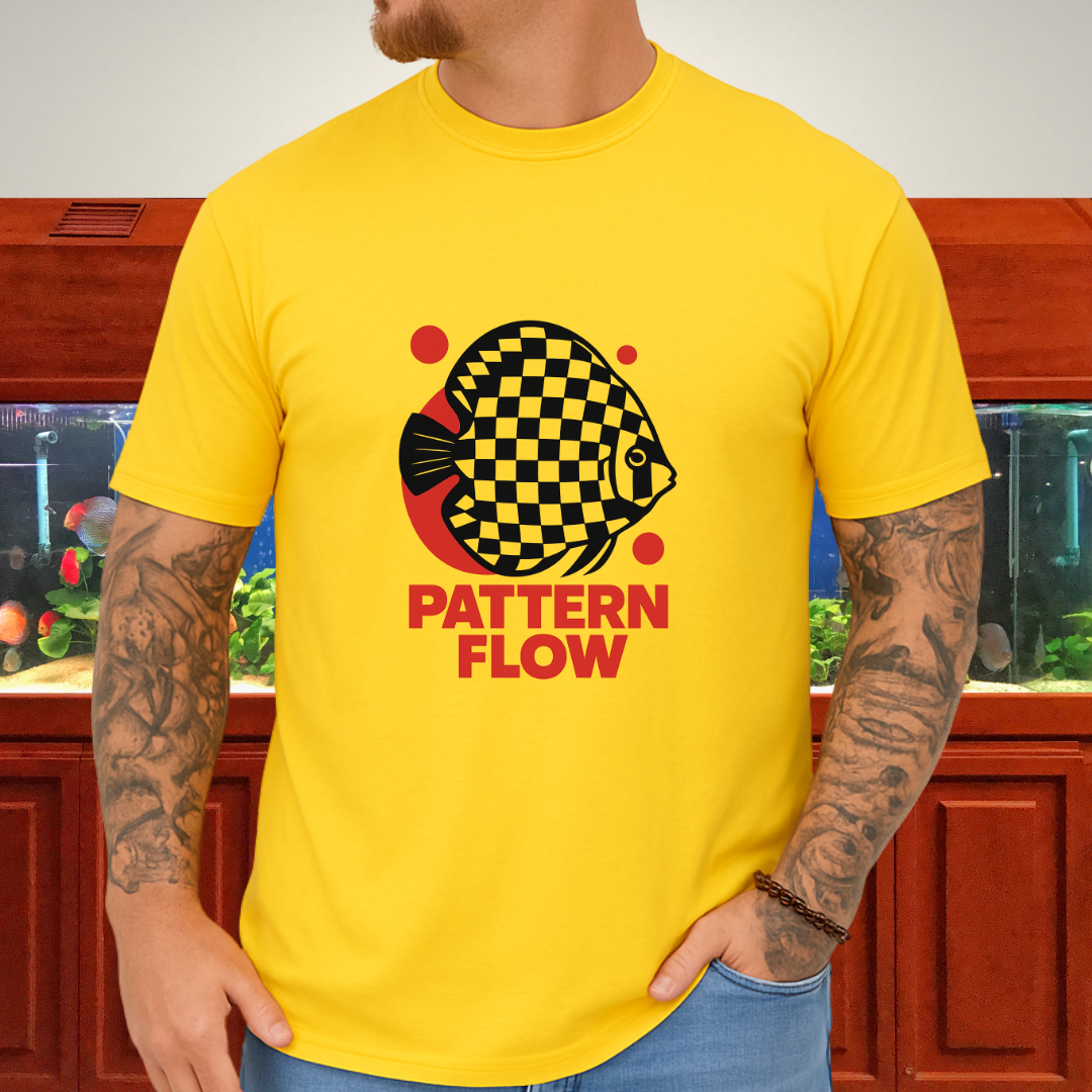 Pattern Flow Checkerboard Discus Geometric Tee