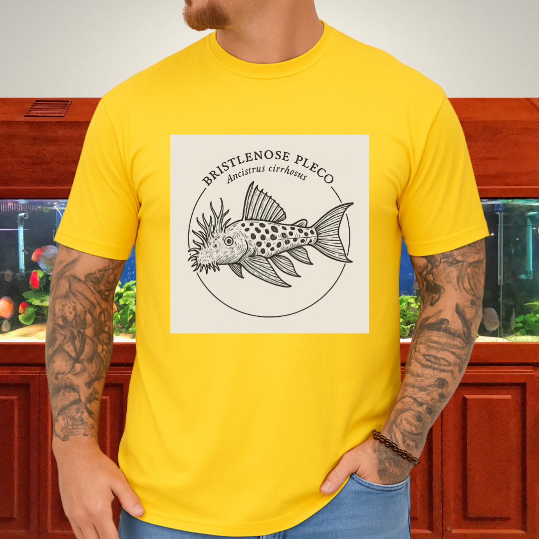 Bristlenose Pleco Tee – Monochrome Etching Style Design
