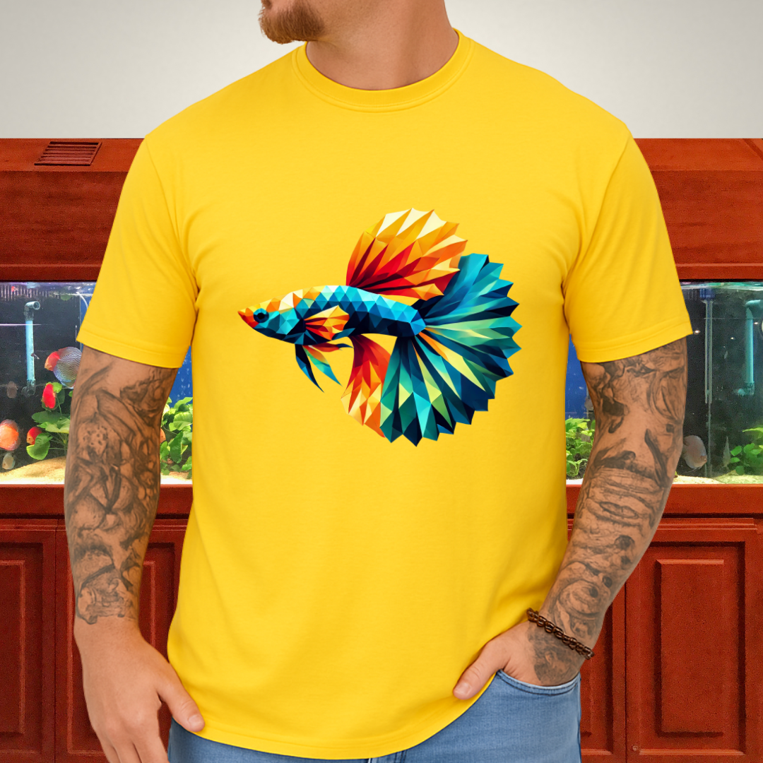 Geometric Guppy Fish T-Shirt – Polygonal Aquarium Style