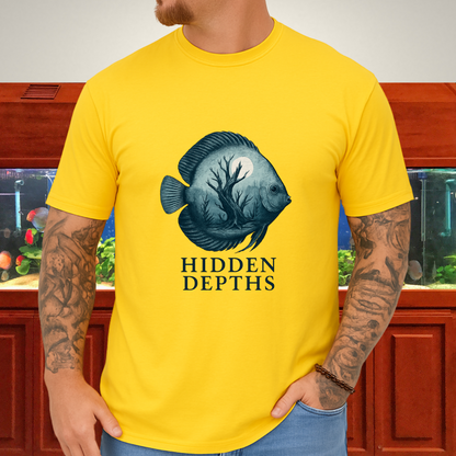 Hidden Depths Discus Tee – Surreal Aquarium Art Design