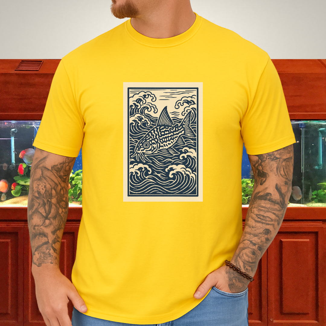 Ukiyo-e Trilineatus Tee – Japanese Wave Corydoras Design