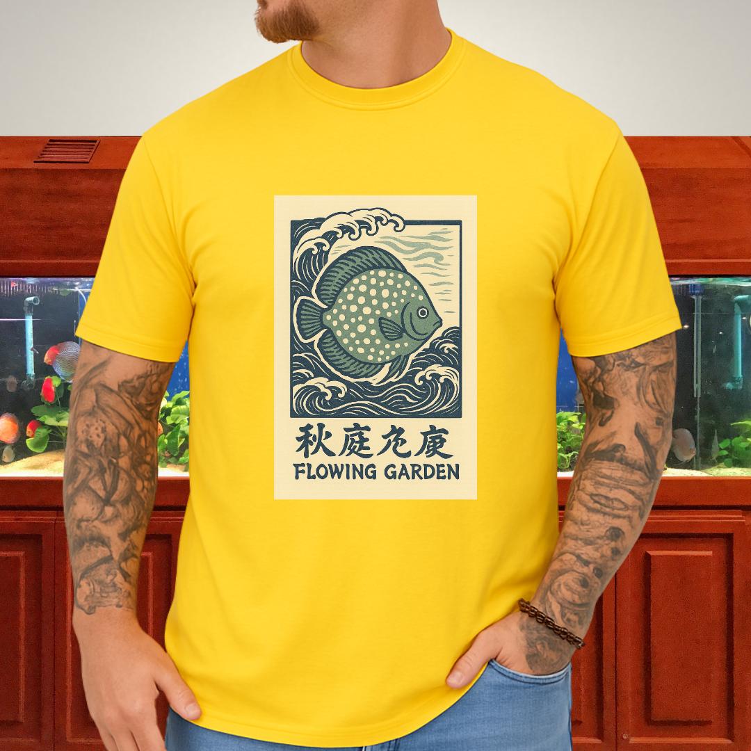 Spotted Green Discus Japanese Wave T-Shirt-T-Shirt-Fish &amp; Friends Tees