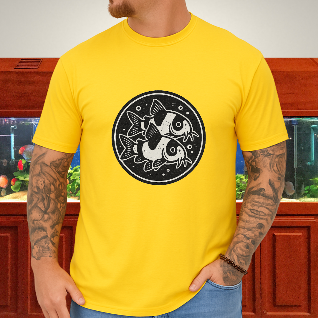 Double the Charm Tee – Panda Corydoras Retro Woodcut