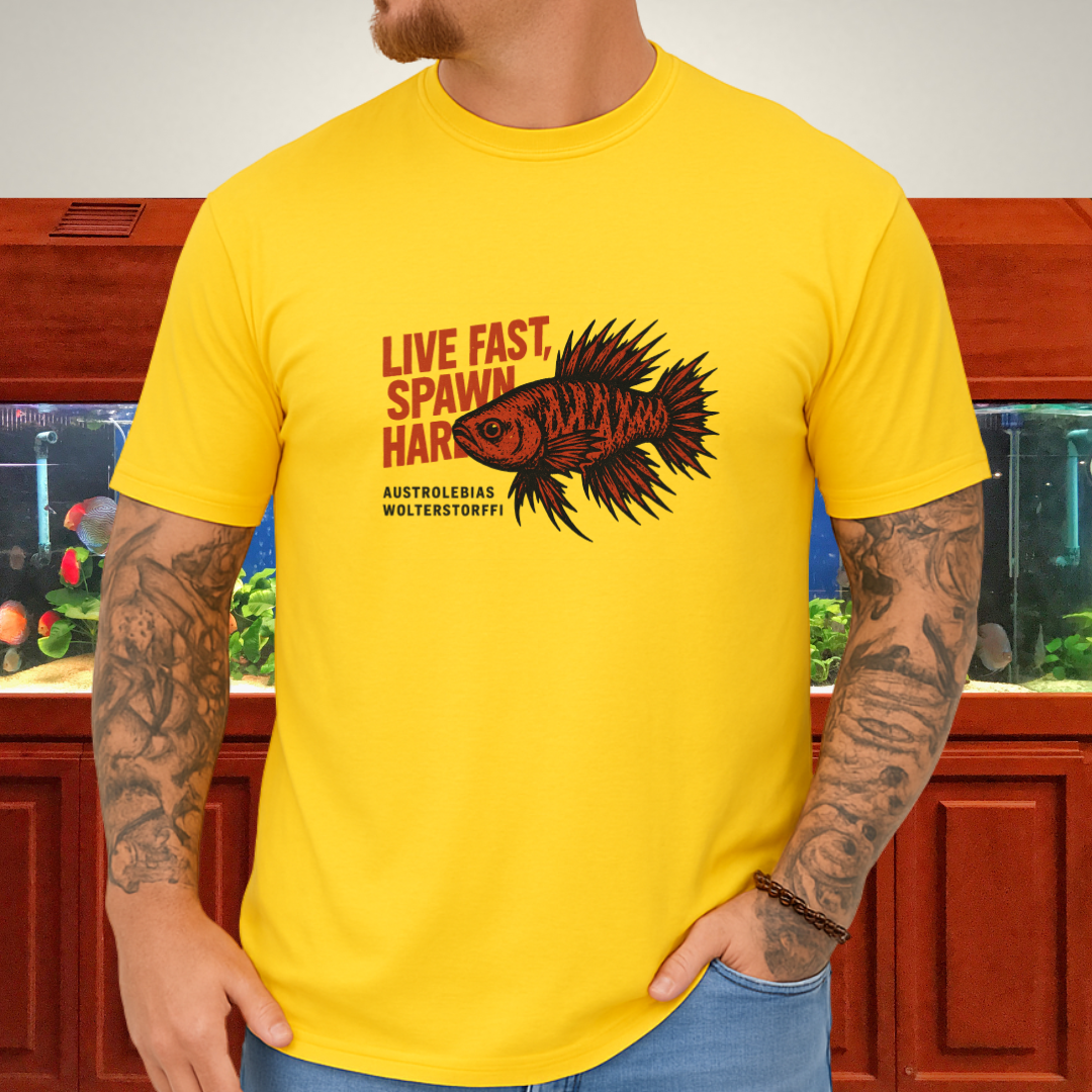 Live Fast, Spawn Hard Tee – Wolterstorffi Killifish Punk Design