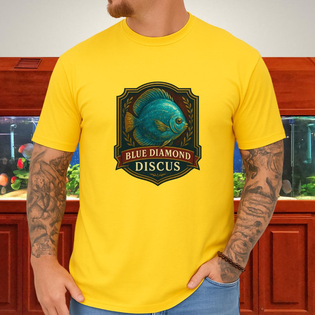 Blue Diamond Discus Retro Crest T-Shirt-T-Shirt-Fish &amp; Friends Tees