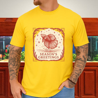 Graceful Holiday Betta Fish Tee – Hand-Sketched Winter Design-T-Shirt-Fish &amp; Friends Tees