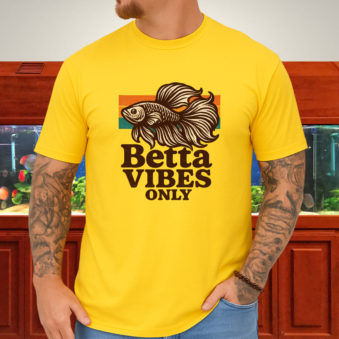 Retro 70s Betta Fish T-Shirt – Groovy Psychedelic Design
