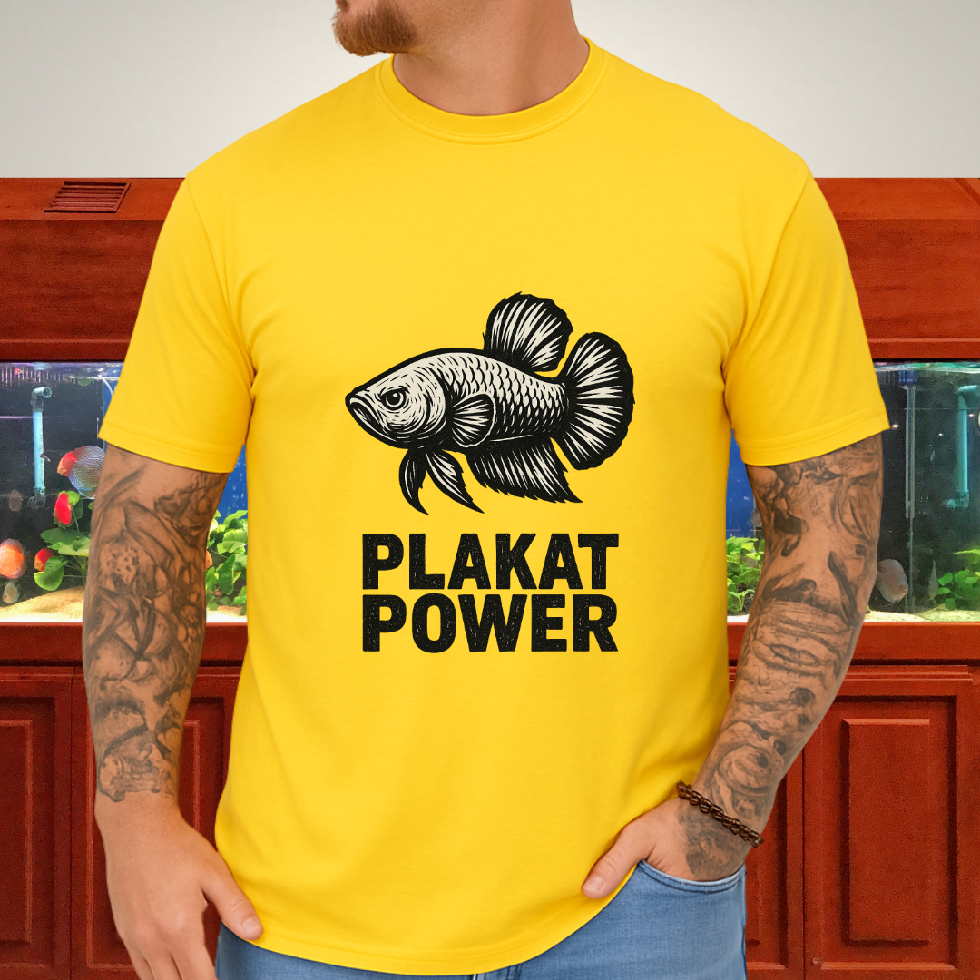 Gritty Plakat Power Betta Shirt – Linocut Style Fishkeeping Apparel
