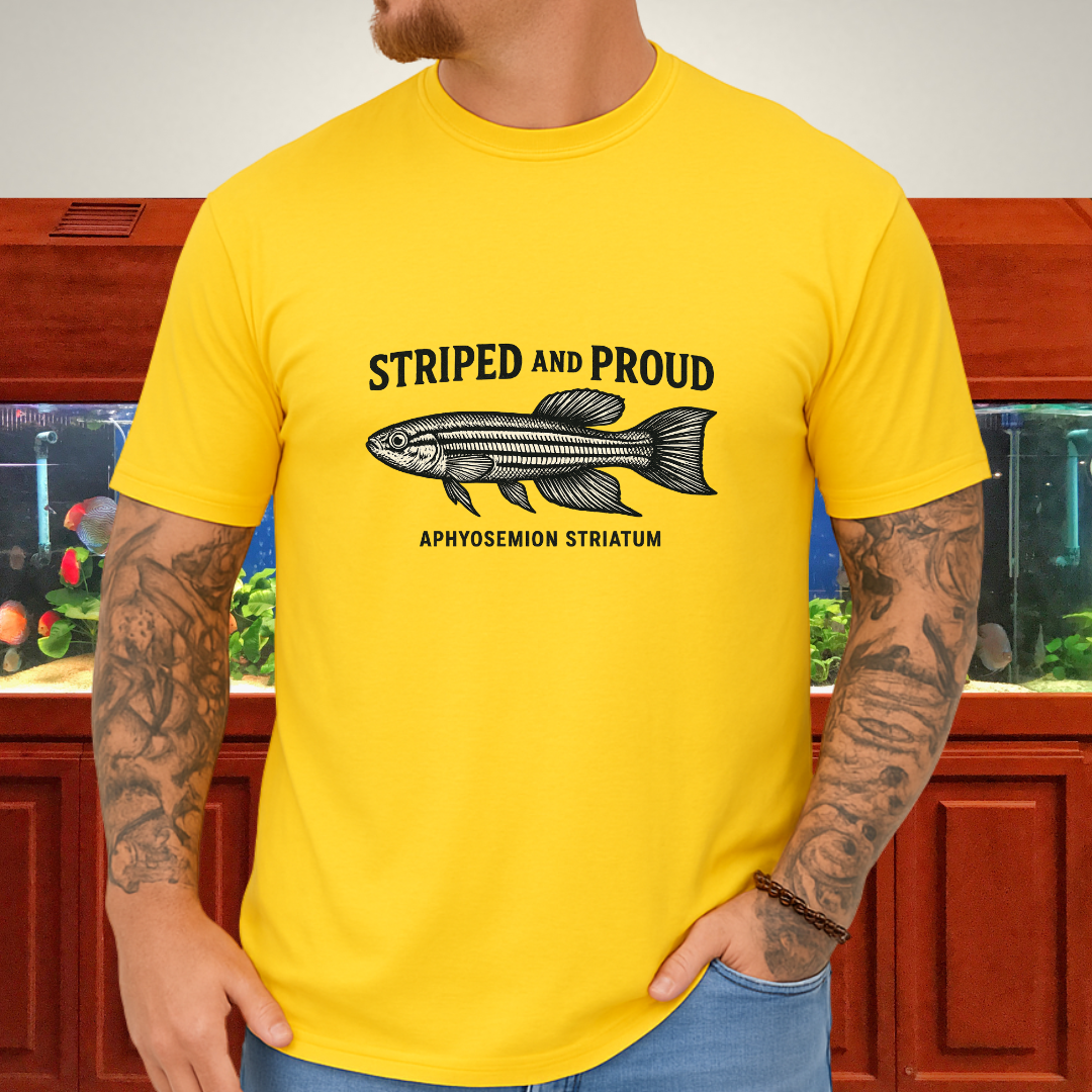 Striped and Proud Tee – Aphyosemion Striatum Retro Banner