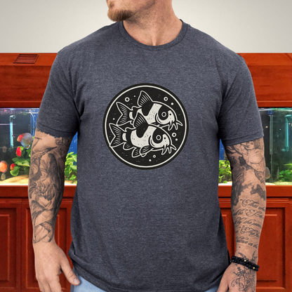 Double the Charm Tee – Panda Corydoras Retro Woodcut