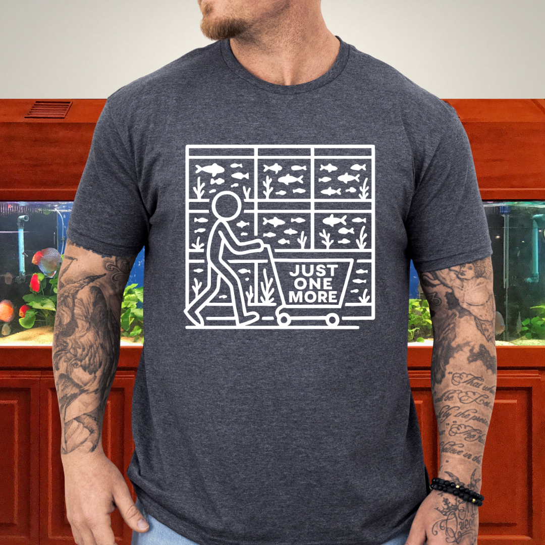 One More Tank T-Shirt – Stick Figure Aquarium Hobby Humor