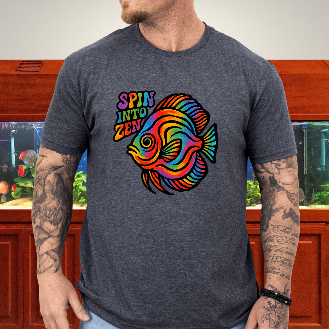 Rainbow Zen Discus Fish Tee – Psychedelic Aquarium Vibes