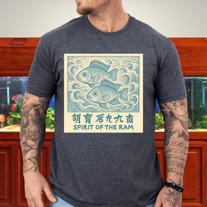 Spirit of the Ram Tee – Ukiyo-e Inspired Cichlid Design