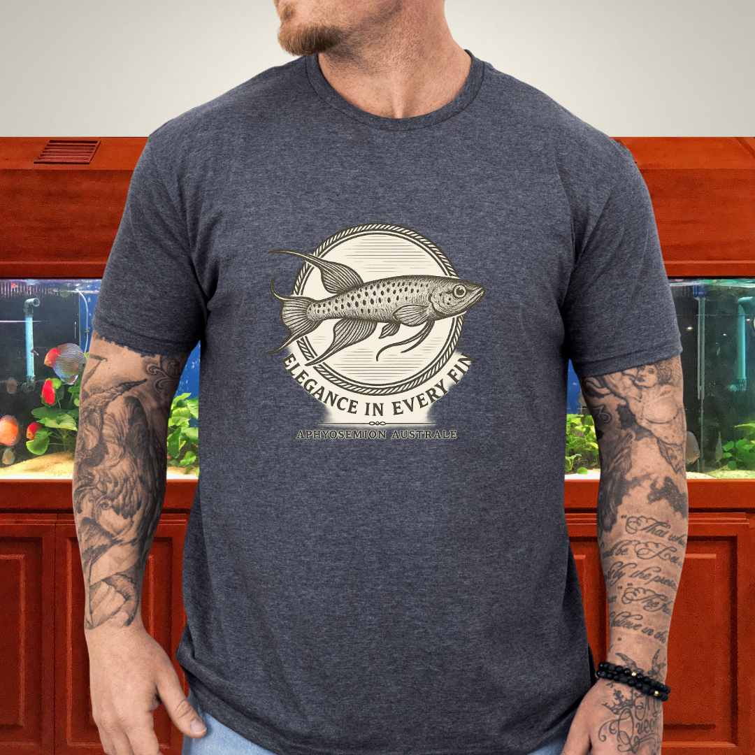 Elegance in Every Fin Tee – Lyretail Killifish Crest Design