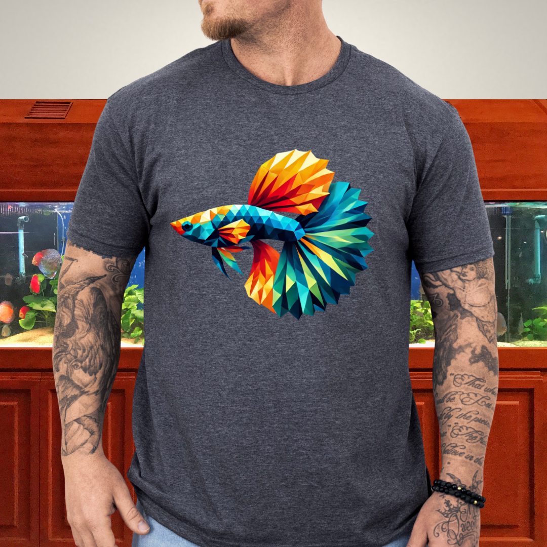 Geometric Guppy Fish T-Shirt – Polygonal Aquarium Style
