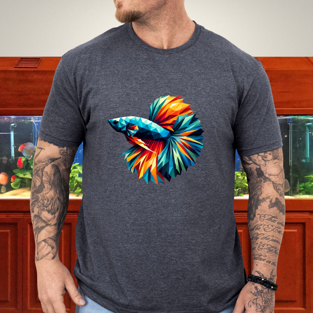 Geometric Betta Fish T-Shirt – Polygon Art Aquarium Style