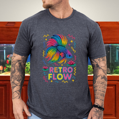 Retro Flow Betta Fish T-Shirt – 90s Neon Rainbow Design