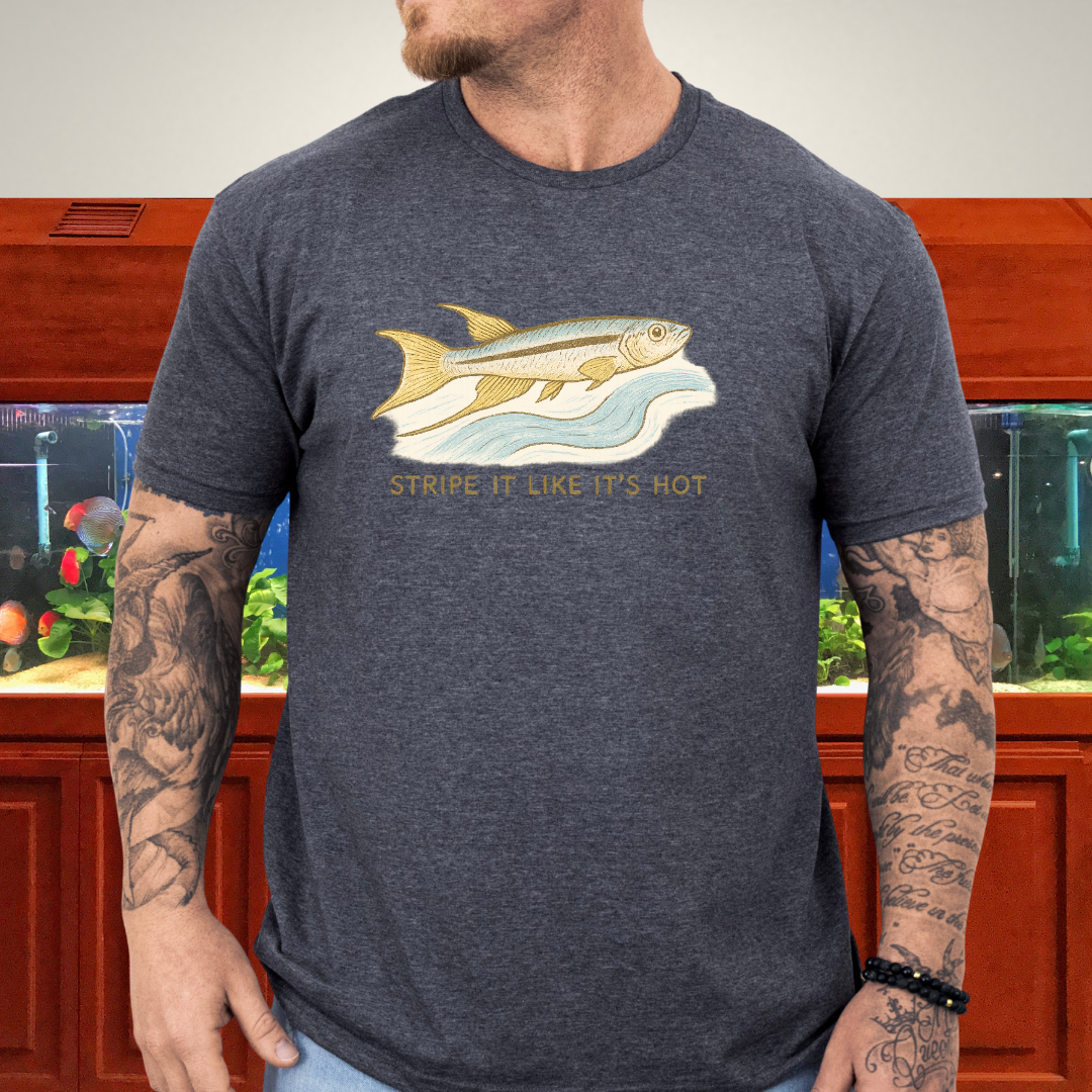 Stripe It Like It’s Hot Tee – Bivittatum Killifish Surreal Design