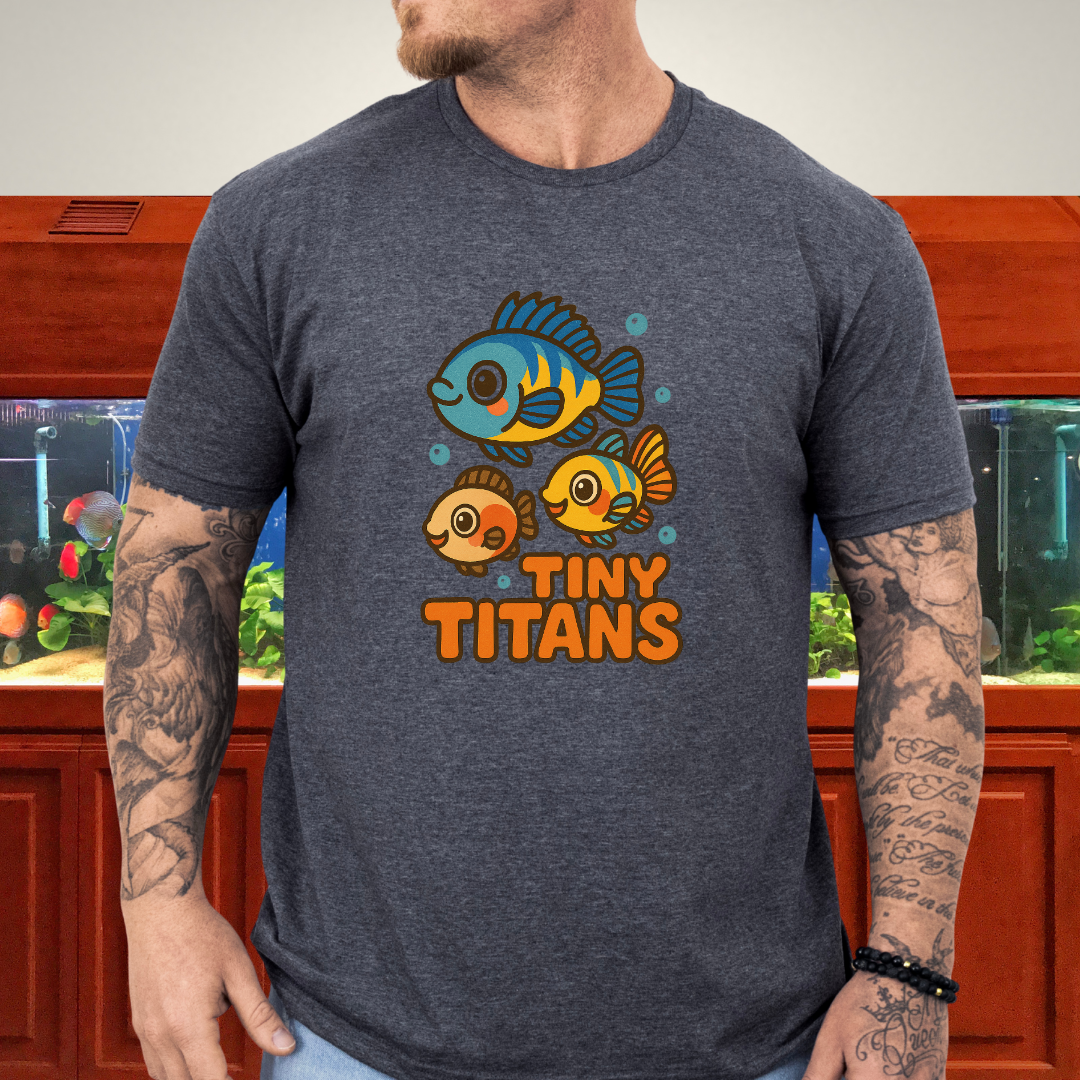 Tiny Titans Tee – Kawaii Dwarf Cichlid Cartoon Design