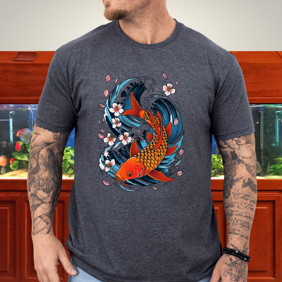 Koi Wave Graphic Tee – Tattoo Style Aquatic Shirt
