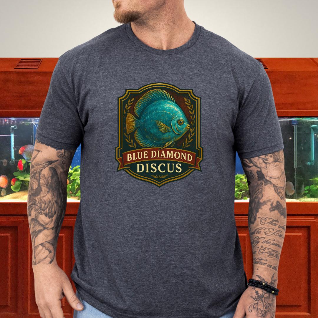 Blue Diamond Discus Retro Crest T-Shirt-T-Shirt-Fish &amp; Friends Tees