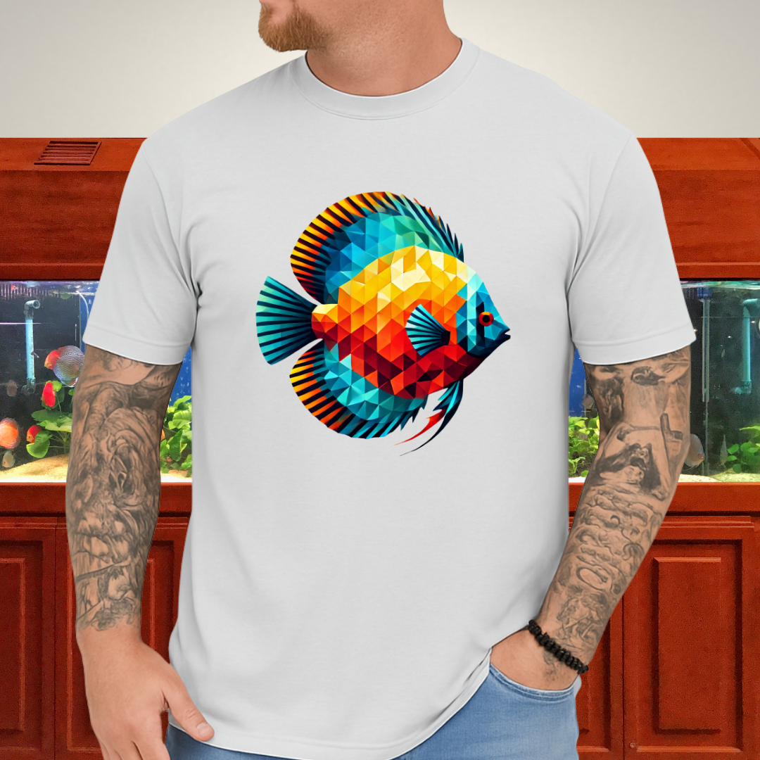 Geometric Discus Fish T-Shirt – Polygonal Aquarium Art