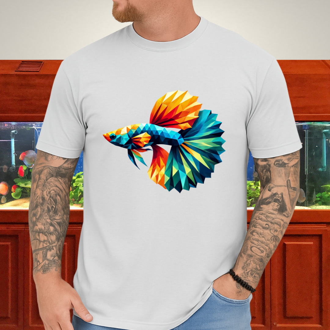 Geometric Guppy Fish T-Shirt – Polygonal Aquarium Style