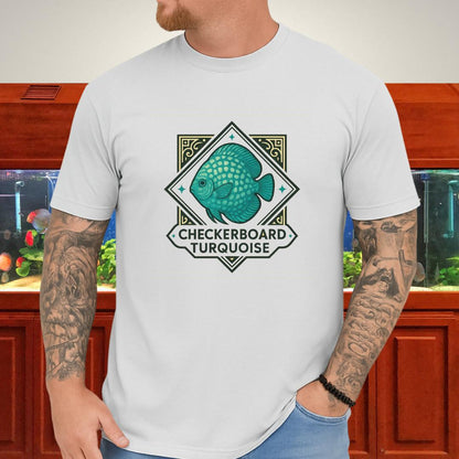 Checkerboard Turquoise Discus Nostalgia T-Shirt-T-Shirt-Fish &amp; Friends Tees