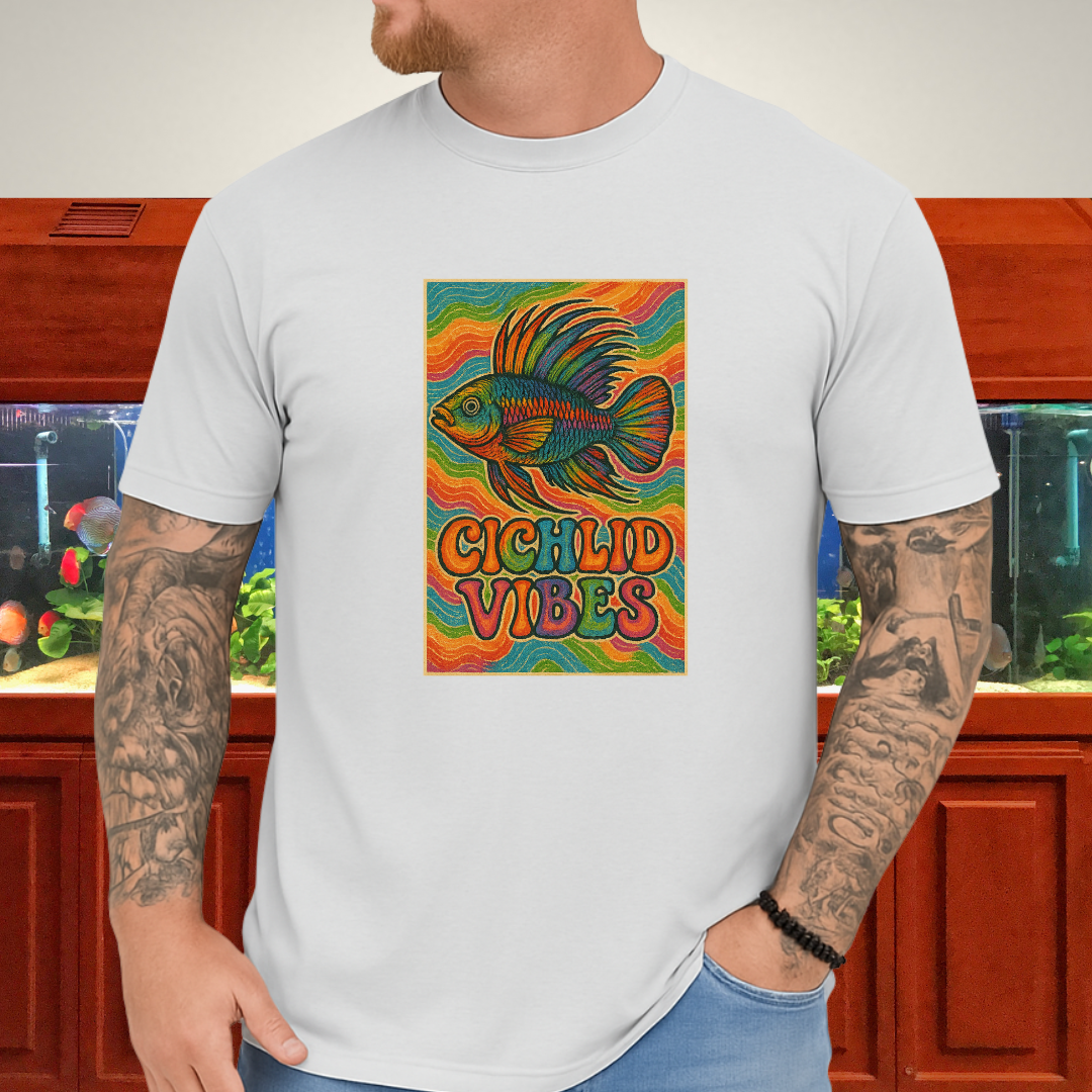 Cichlid Vibes Tee – Groovy Rainbow Apistogramma Design