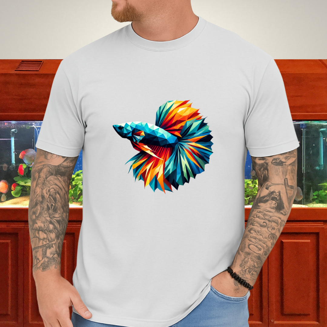 Geometric Betta Fish T-Shirt – Polygon Art Aquarium Style