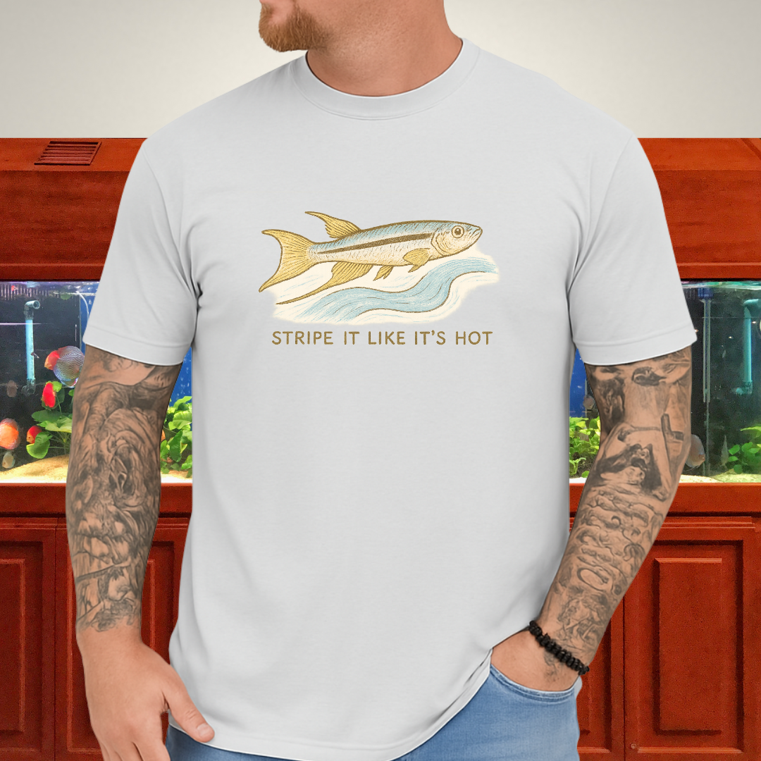 Stripe It Like It’s Hot Tee – Bivittatum Killifish Surreal Design