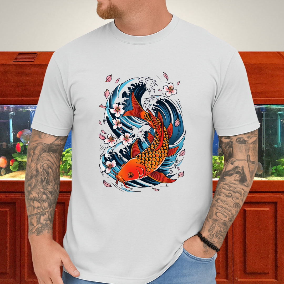 Koi Wave Graphic Tee – Tattoo Style Aquatic Shirt
