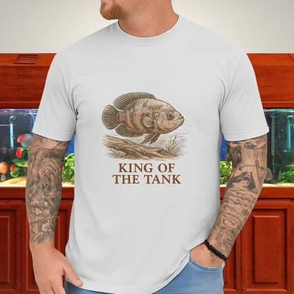 Oscar Fish T-Shirt – King of the Tank Sketch Design for Cichlid Aquarium Lovers