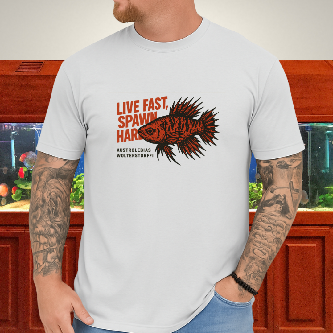 Live Fast, Spawn Hard Tee – Wolterstorffi Killifish Punk Design